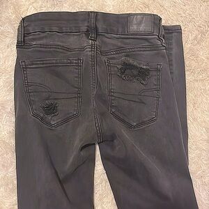 AE Size 0S Black Distressed Denimn
